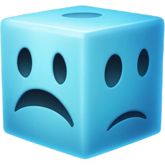"Despair Cube"
Ein blau leuchtender Würfel mit leicht gebrochenen Kanten, der in der Mitte ein kleines trauriges Gesicht 😢 oder eine kleine Träne hat. 
 emoji