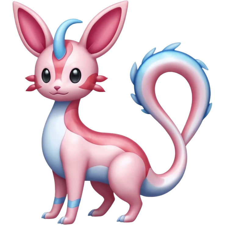 Shiny Pastel Translucent Sparkly Skitty-Milotic-Sylveon-Lumineon-Dragonair-Fakémon-hybrid-creature (full body)  emoji