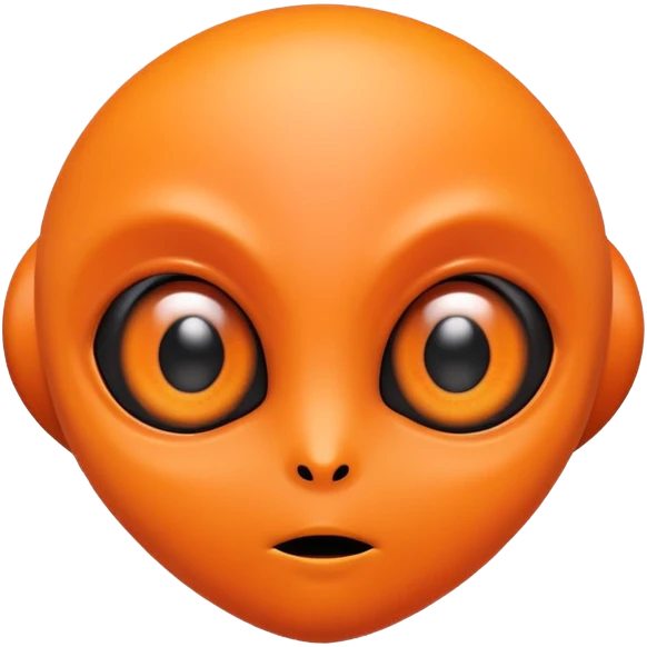 orange alien with big black eyes emoji