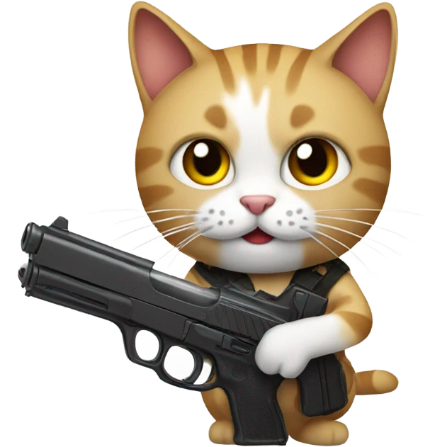Cat holding a gun emoji