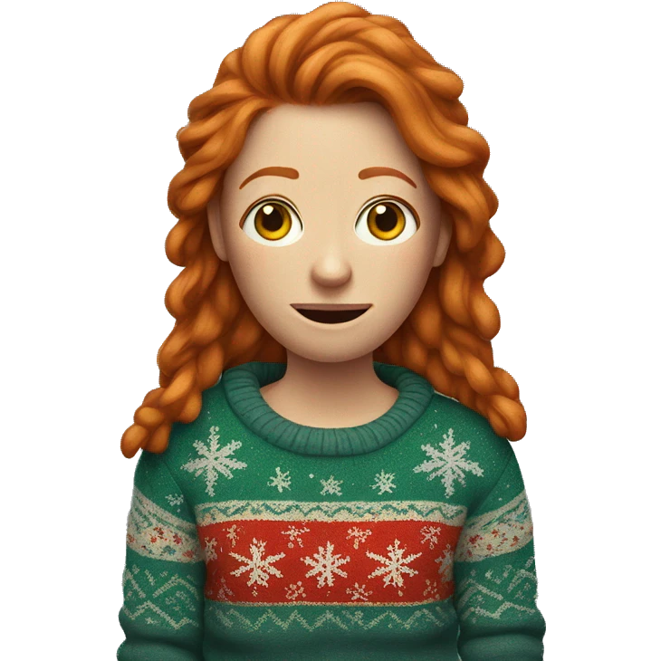An homeless ginger woman with a Christmas jumper  emoji