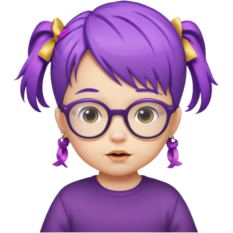 purple haired little baby with glassess and ribbon on hair  emoji