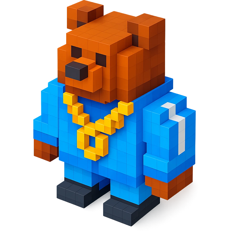 Russian grizzly bear with a rapper chain and a tracksuit emoji