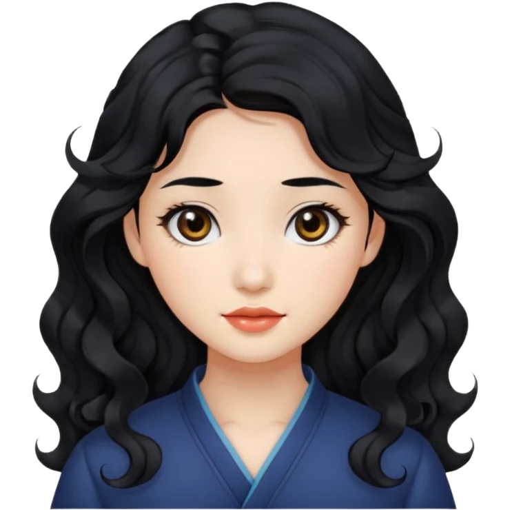 Beautiful girl,Black hair,wavy hair，long hair,Black eyes,Chinese emoji
