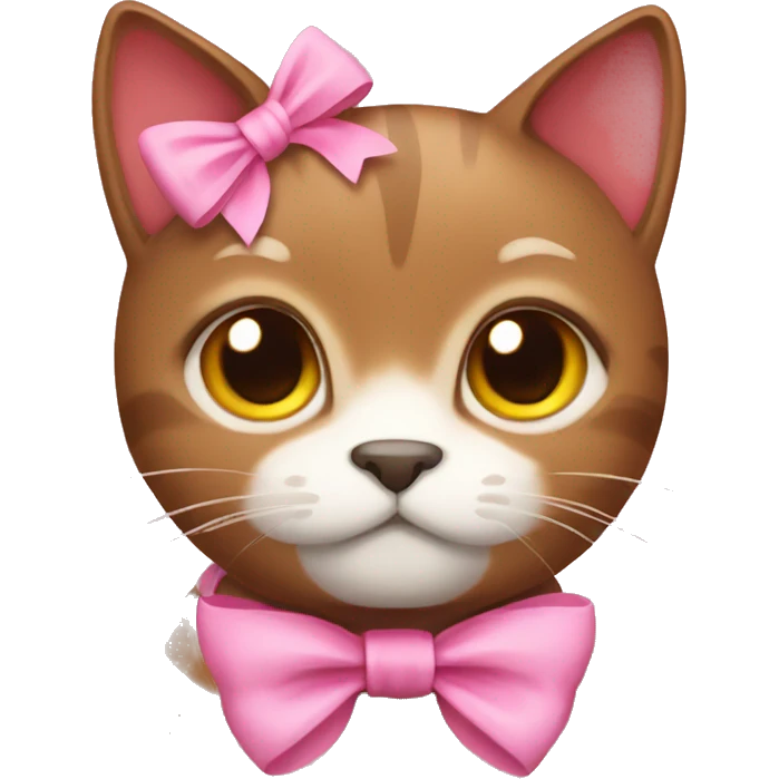 brown cat with pink bow emoji