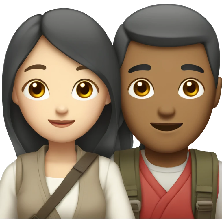 Cute half white half Asian couple traveling Japan  emoji