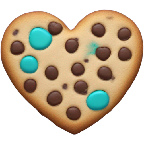 Purple teal chocolate chip heart cookie emoji