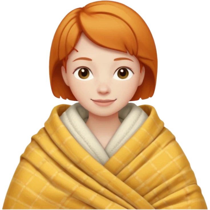 ginger woman short hair bed cuddle blanket  emoji