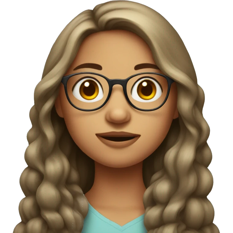 Girl with long hair, eyeglasses and mole in the upper right lip emoji