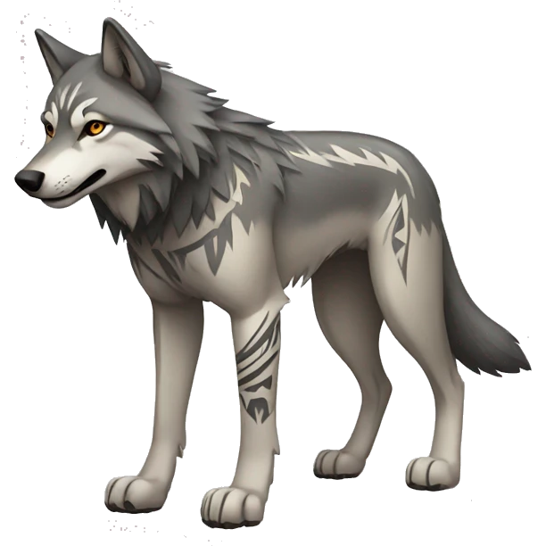 Wolf With Tribal Markings Full Body emoji