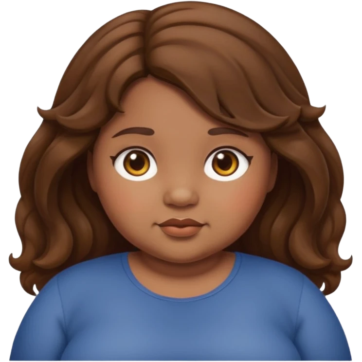 chubby girl with dusky skin tone and wavy hairs emoji