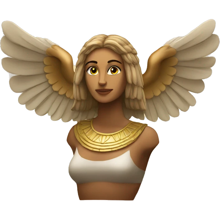 An emoji representing a greek sphinx (not egyptian) with wings of an eagle and face of a woman emoji