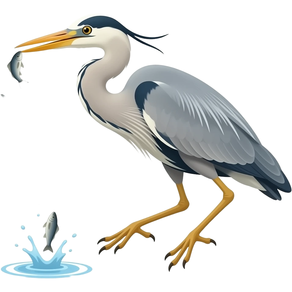 Grey Heron Hunting and searching for Fish emoji