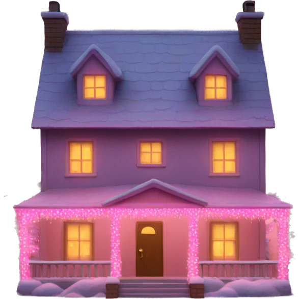 House with pink Christmas lights  emoji