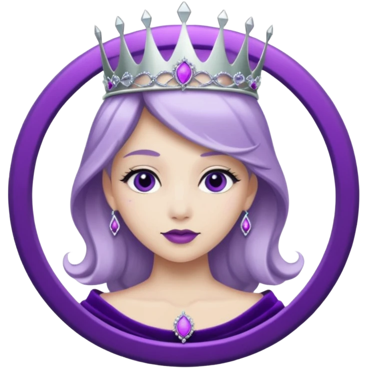 Purple shadow rose silver circle plaque with silver tiara emoji