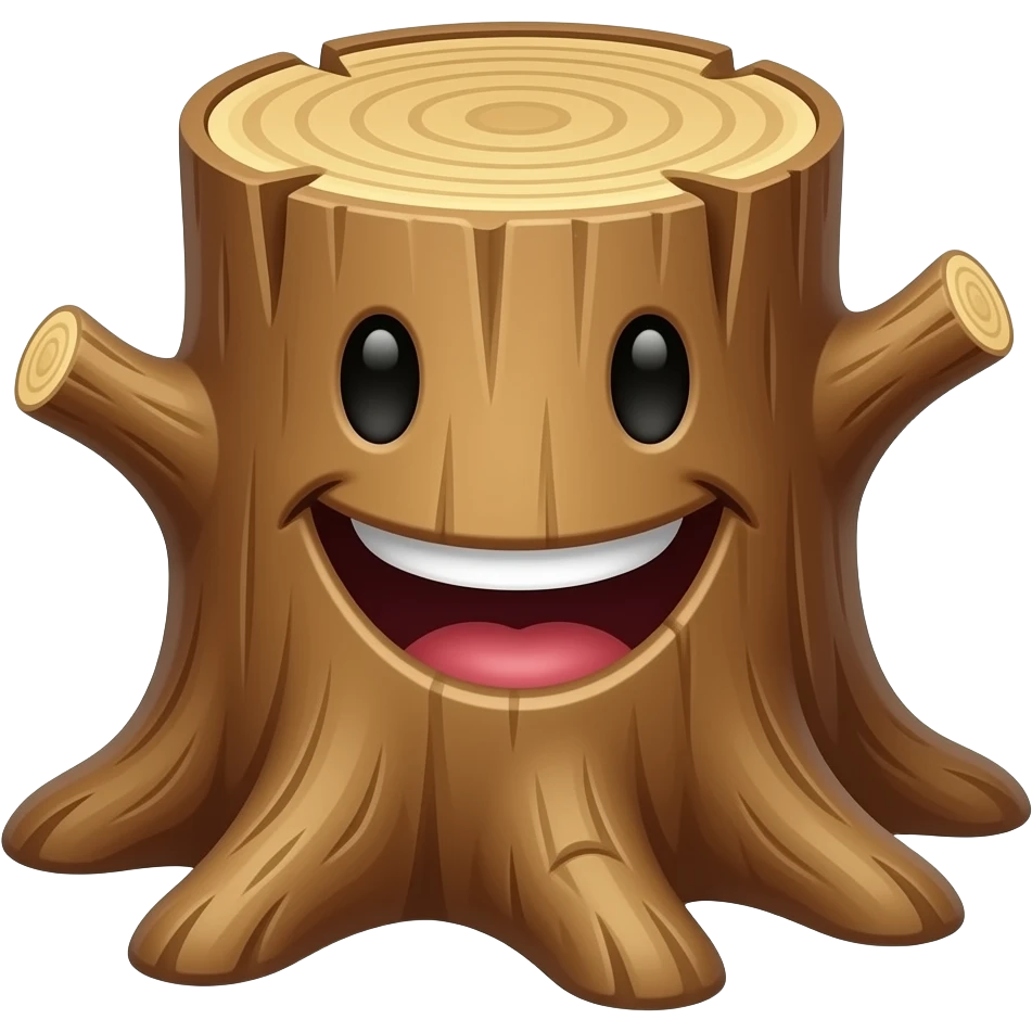a laughing tree trunk emoji