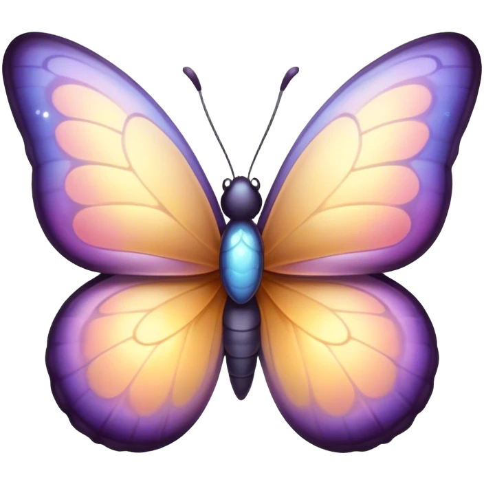 Cinematic Cute Butterfly Portrait Emoji, Head tilted playfully and inquisitively, featuring a charming, petite form with intricately detailed, softly tinted wings and round, sparkling eyes full of gentle wonder, Simplified yet irresistibly adorable features, highly detailed, glowing with a warm, inviting pastel glow, high shine, affectionate and lively, stylized with a touch of whimsical garden charm, soft glowing outline, capturing the essence of a mischievous butterfly that seems as if it could dance out of the screen into your arms! emoji