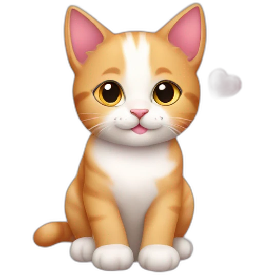Cute kitten with lots of hearts around it emoji