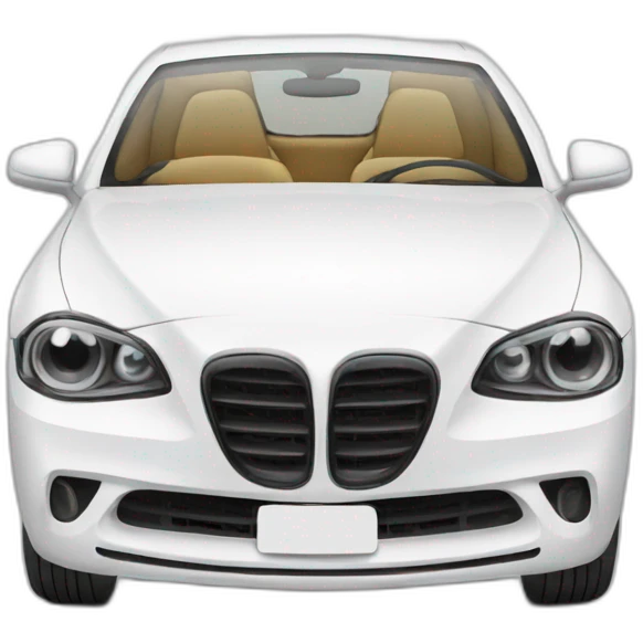 White car wearing glasses emoji