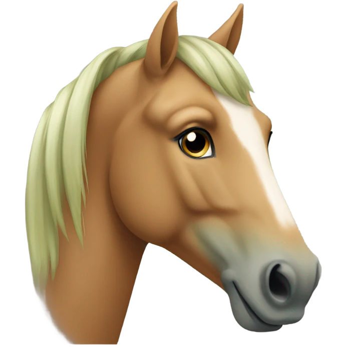 light brown greenish  horse face emoji