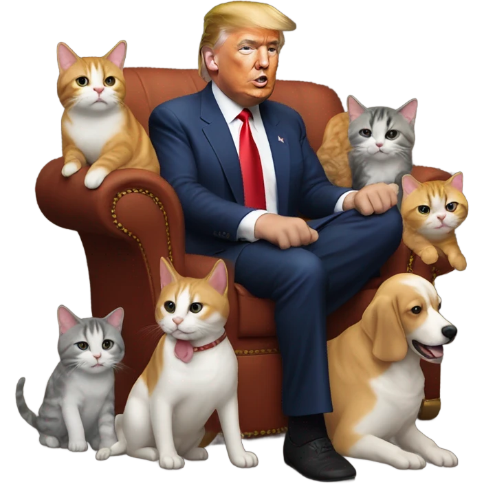 Donald trump with cat and dogs emoji