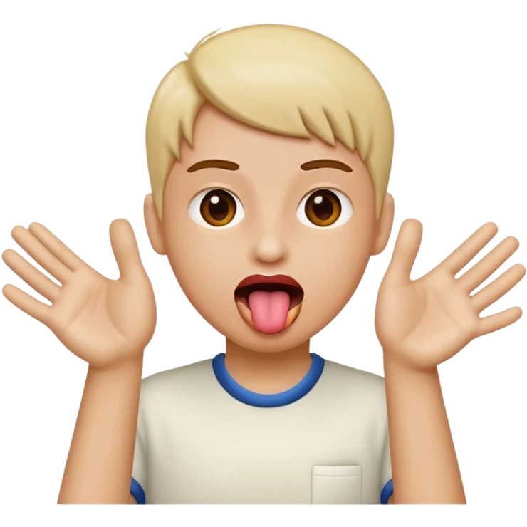 Tongue out with hands to the side emoji
