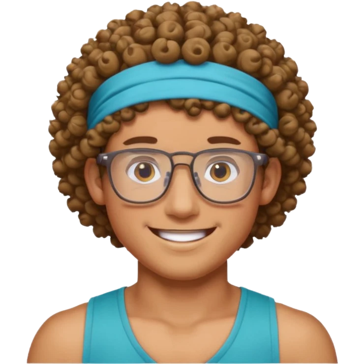 curly guy with headband and glassess athlete emoji
