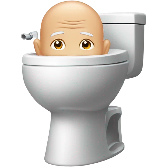 Bald man head coming out of toilet emoji