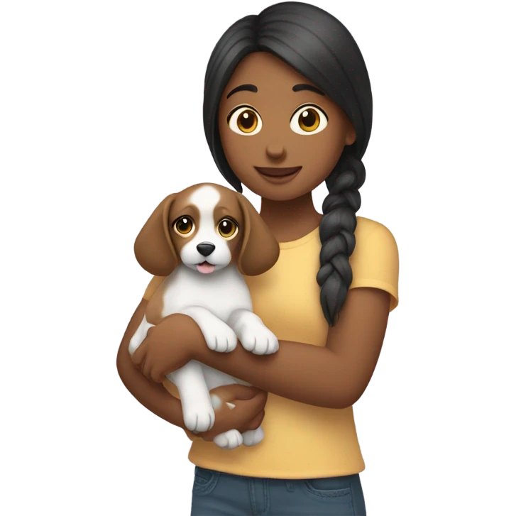 girl holding her dog pet emoji