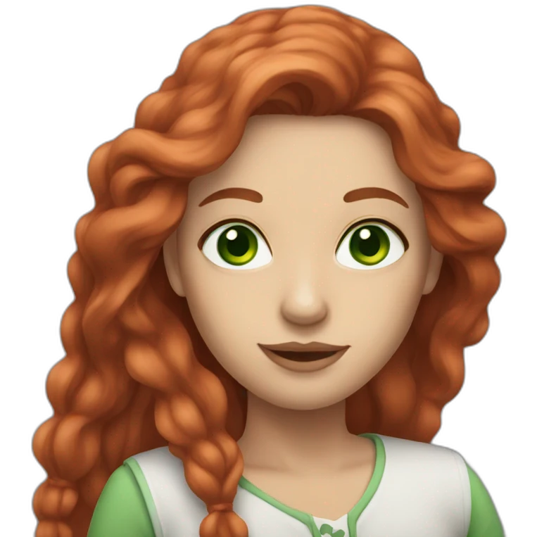Red long hair woman with green eyes emoji
