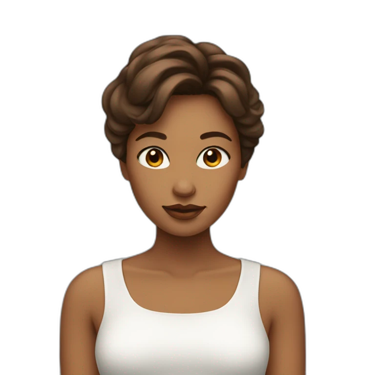 Femme ; yeux bleu ; cheveux marron ; peau claire emoji