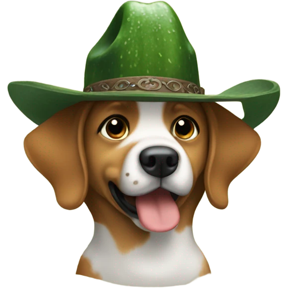 I want a dog wearing a cowboy hat eating a cucumber emoji