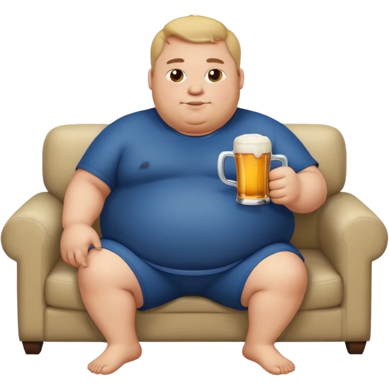 fat guy on couch with beer but very simple that i can use as background emoji