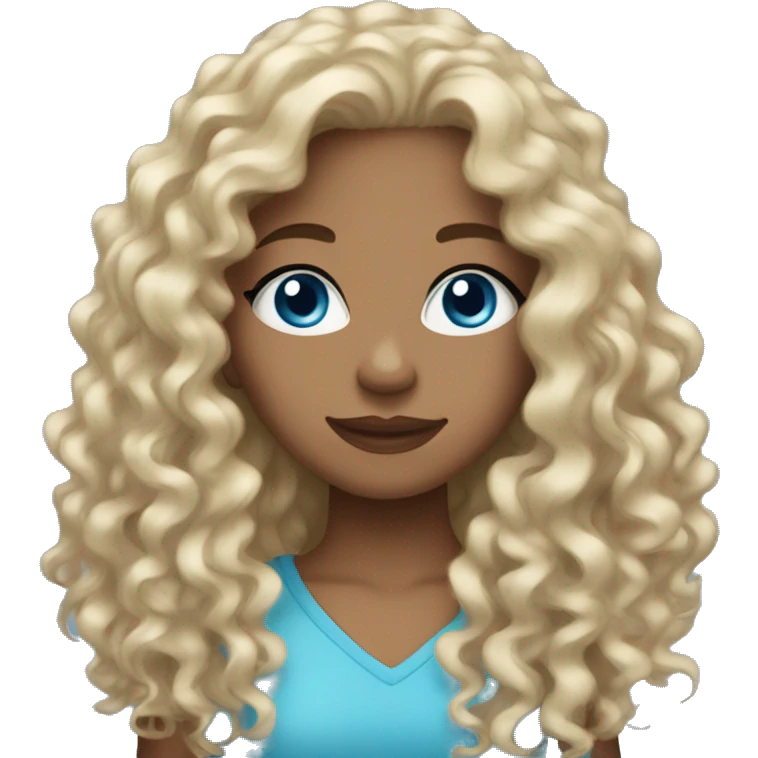 light skin girl blue eyes long curly hair emoji
