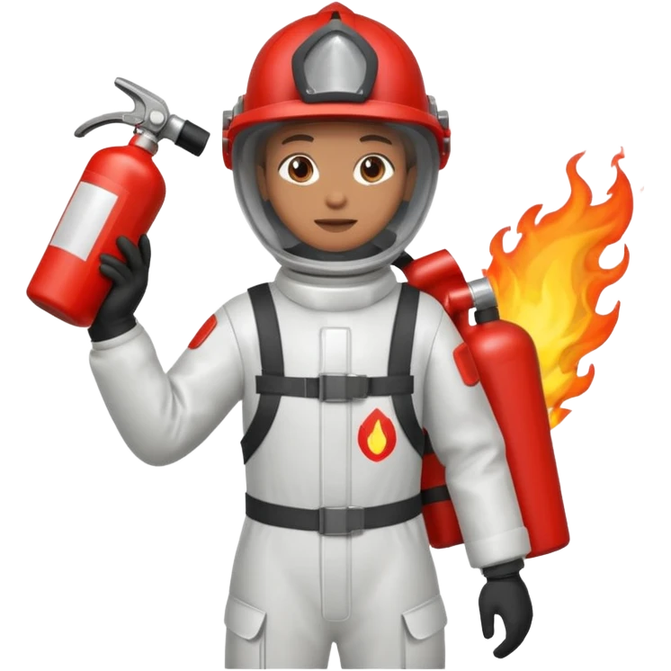 hand holding Fire extinguisher
 and puts out fire emoji