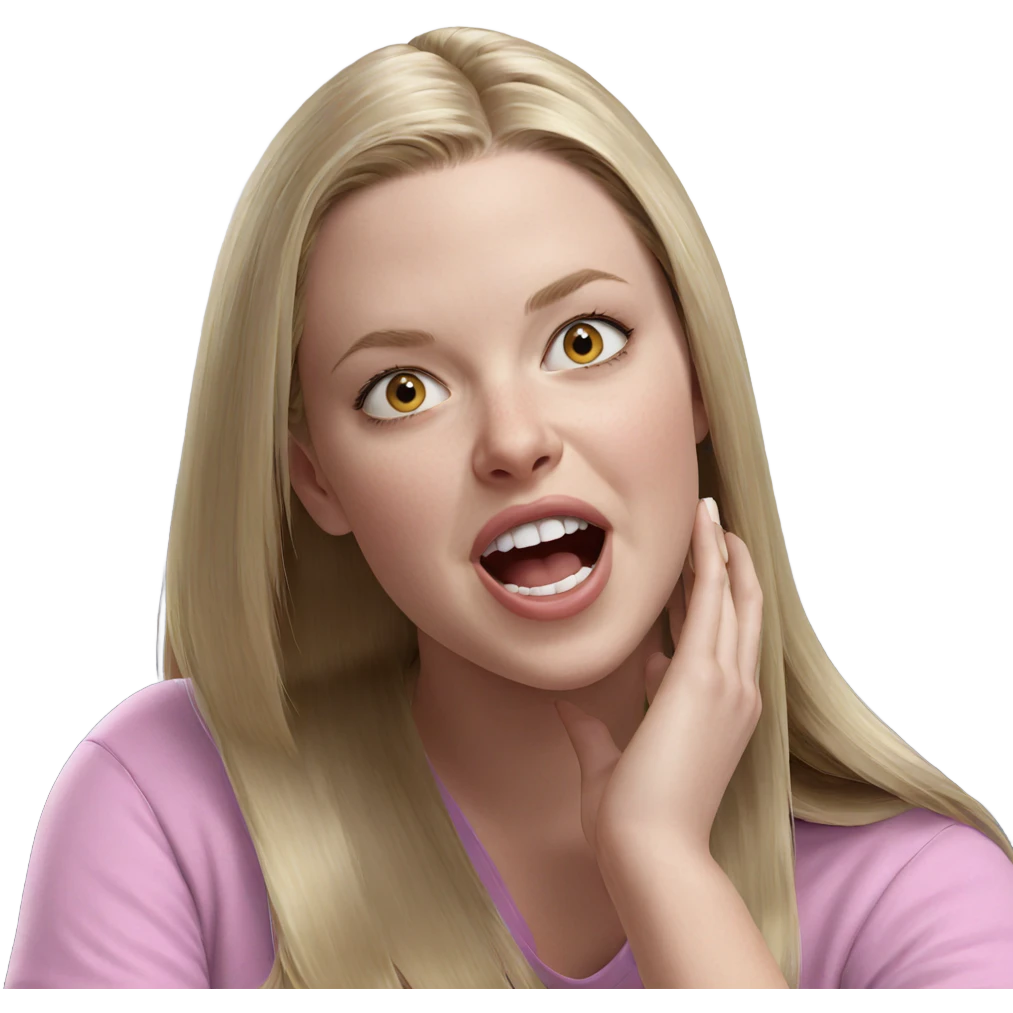 blonde girl with open mouth emoji
