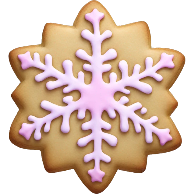 Christmas cookie that looks like a snowflake and has pink frosting emoji