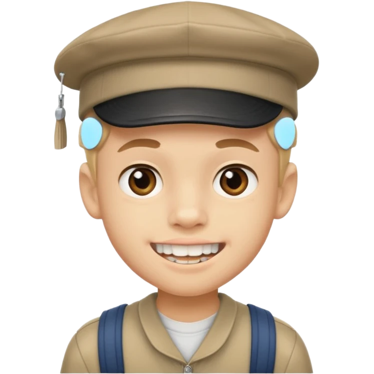 schoolboy with big front teeth and a backwards cap emoji