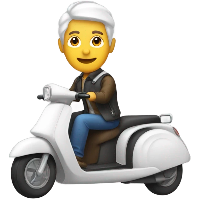 persona con sobre un scooter, la persona lleva un polo blanco, logo ANDES. emoji