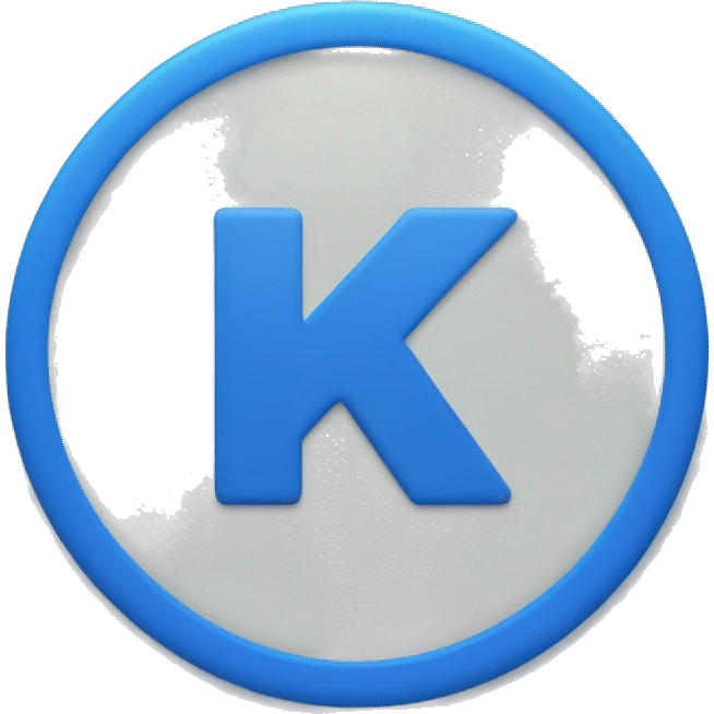 Create a circle with capital k letter in blue colour  emoji