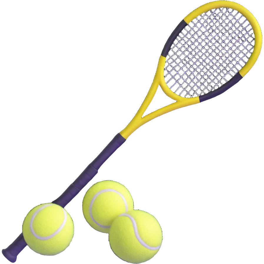 preppy tennis racket and ball emoji