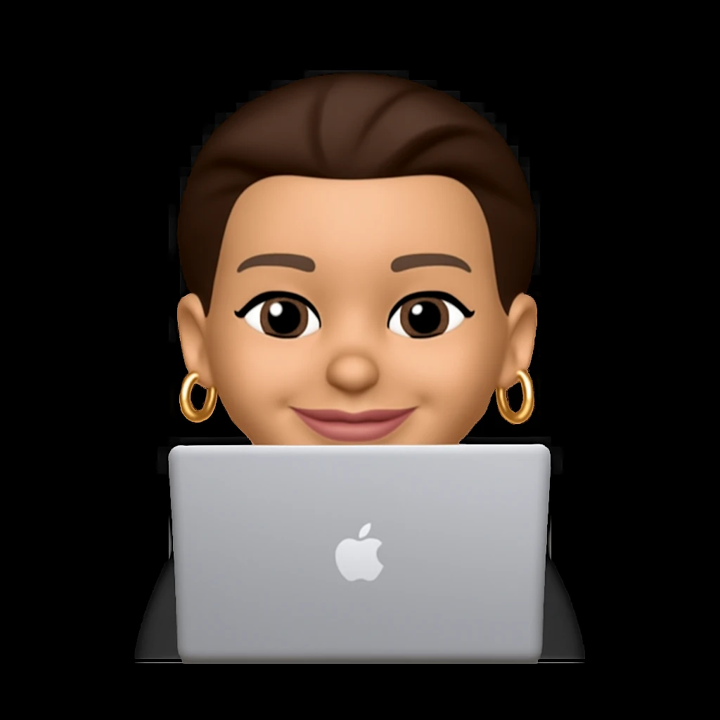 add gold earring rings to her ears, keep her lips visible and smiling, same style as the original image emoji