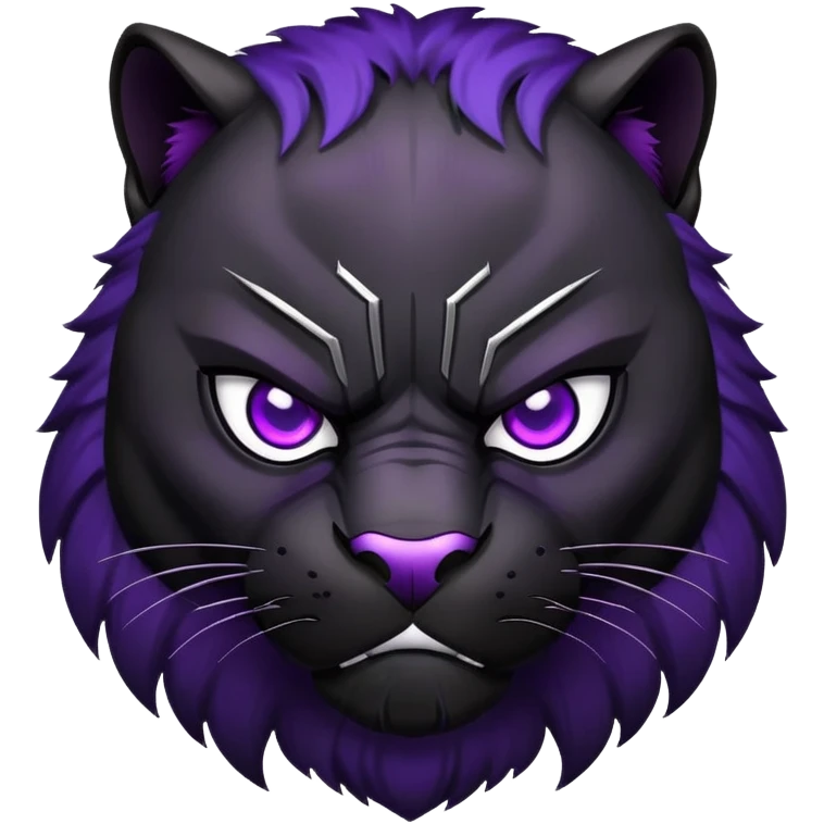 black panther with purple eyes, angry face emoji