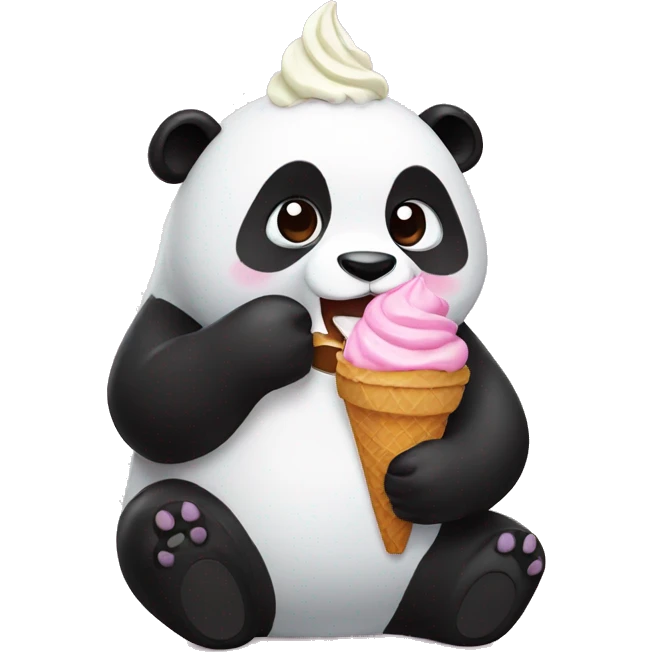 Panda eating ice cream emoji