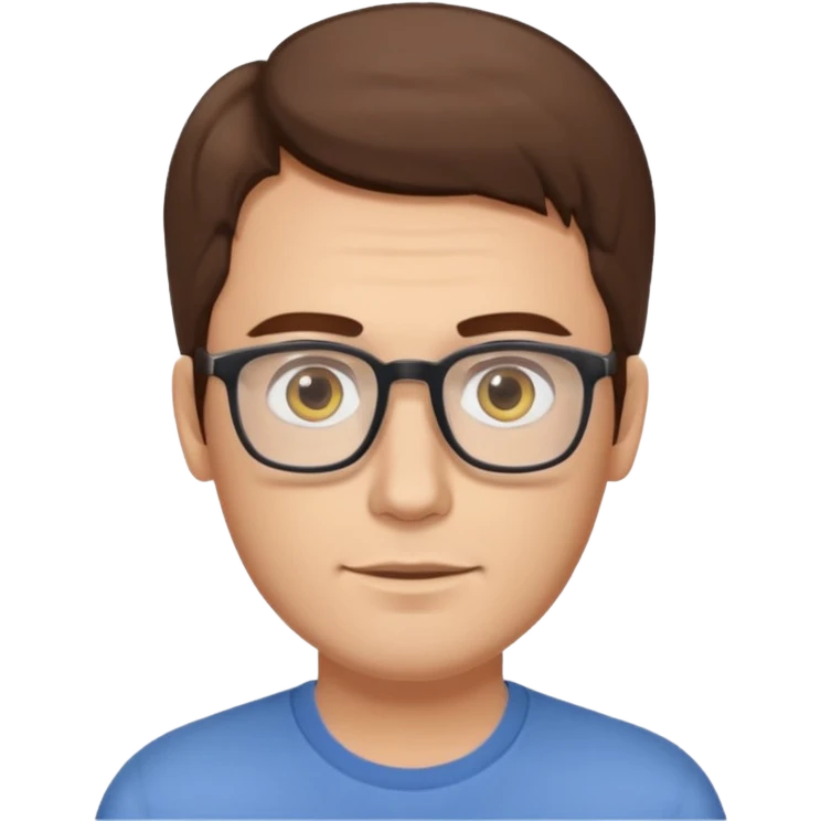 a young dad with brown hair, longer face, light yellow skin color, small eyes with rectangular glasses, without beard emoji