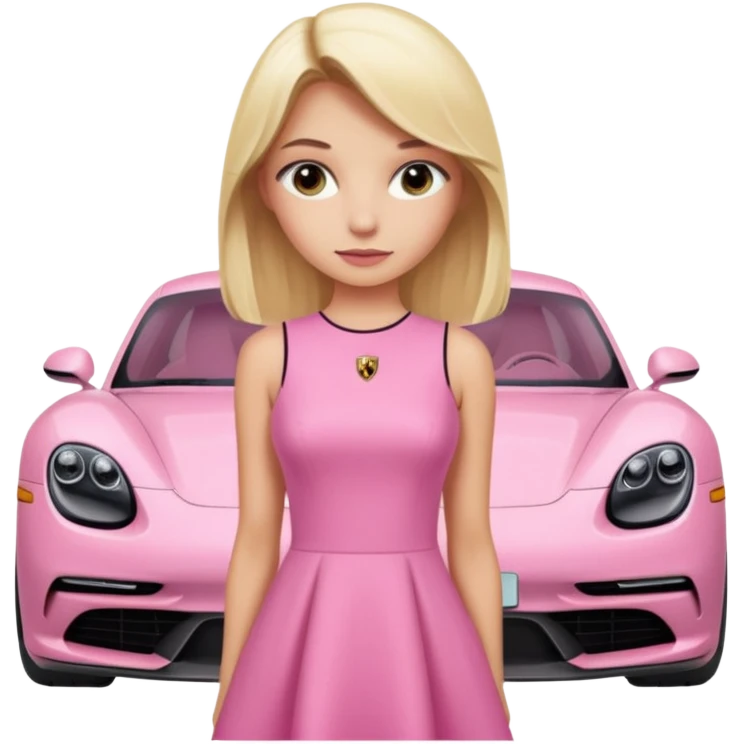 pink Porsche taycan blonde girl emoji