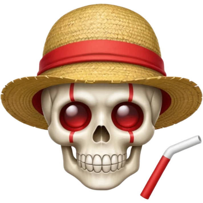 Luffy straw hat logo but.his head is a skull and the line in the hat is red emoji