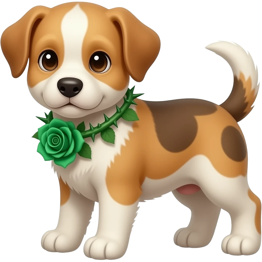 Puppies with emerald green roses and thorns emoji