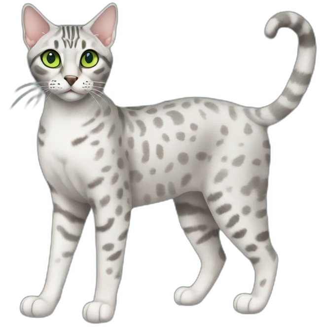 Egyptian Mau cat with green eyes, full-height emoji