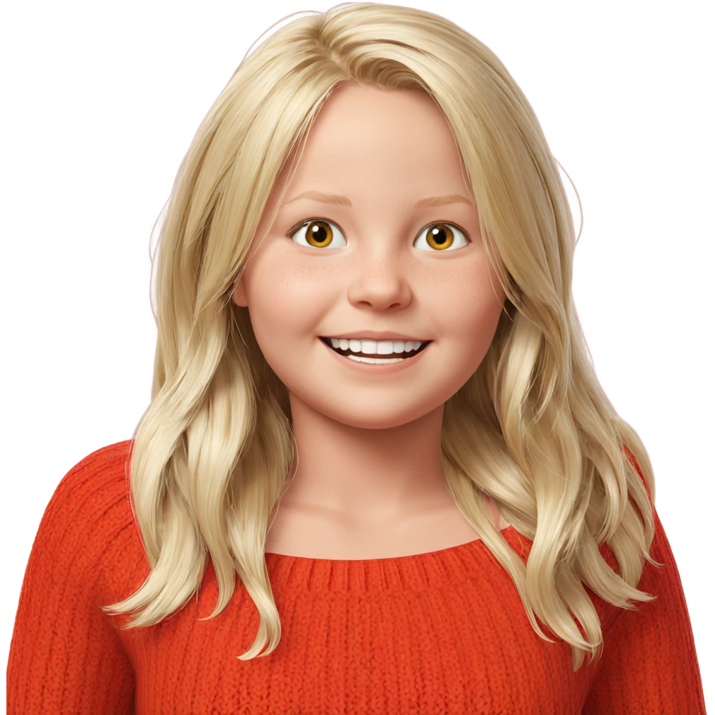 blonde girl in red sweater emoji